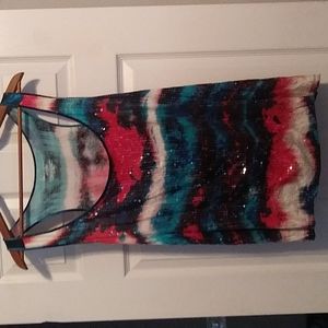 Multi colored sequined tank top